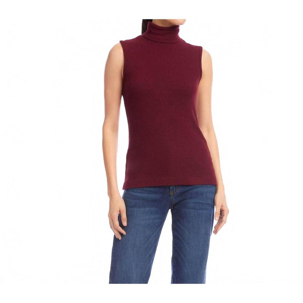 NEW KAREN KANE ribbed turtleneck tank in wine